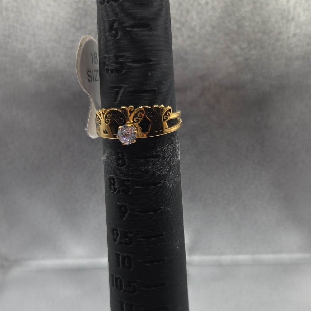 Elegant Gold Ring with Crystal Accent Size 7.5 Or 18
